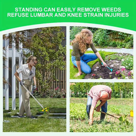 Stainless Steel Weed Puller Stainless Steel Manual Weed Puller Tool | No-Bend Standing Design with Ergonomic Handle for Efficient Root Removal, Garden & Lawn Care, Durable Yard Maintenance Tool