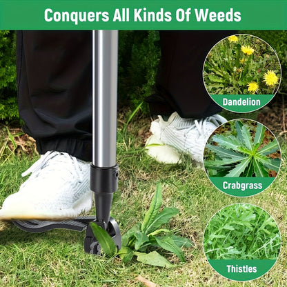 Stainless Steel Weed Puller Stainless Steel Manual Weed Puller Tool | No-Bend Standing Design with Ergonomic Handle for Efficient Root Removal, Garden & Lawn Care, Durable Yard Maintenance Tool